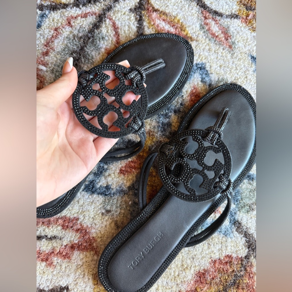 Tory Burch Black Beaded Sandals